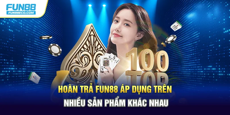 Hoàn trả Fun88 áp dụng trên nhiều sản phẩm khác nhau