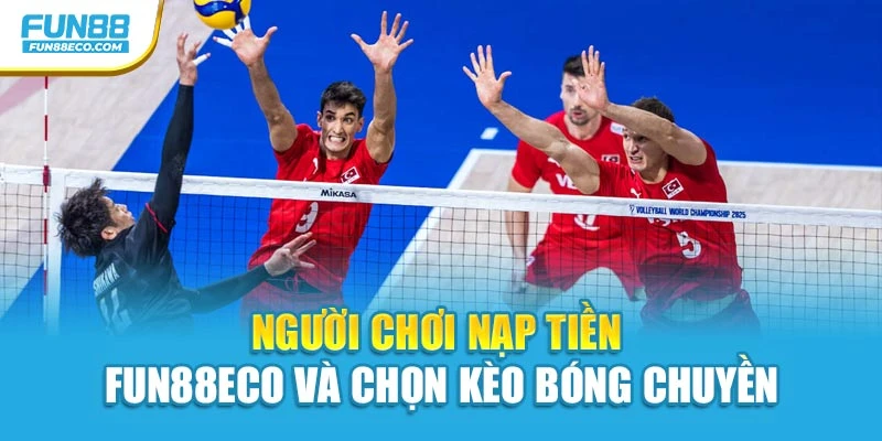 Người chơi nạp tiền Fun88eco và chọn kèo bóng chuyền